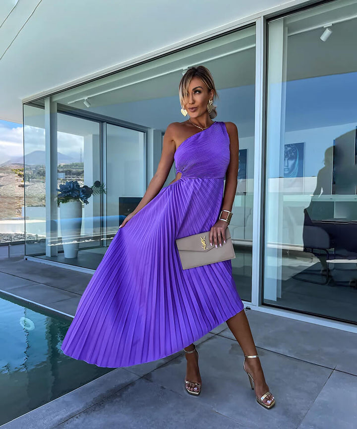 Celeste – Elegantes Midi-Kleid mit einem Schulterträger