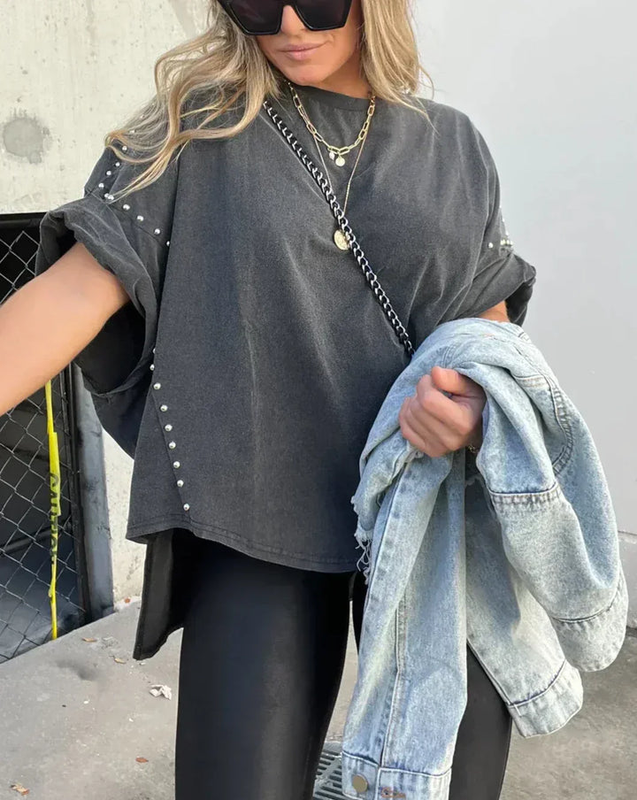 Isabelle™ - Oversized T-Shirt mit Nieten