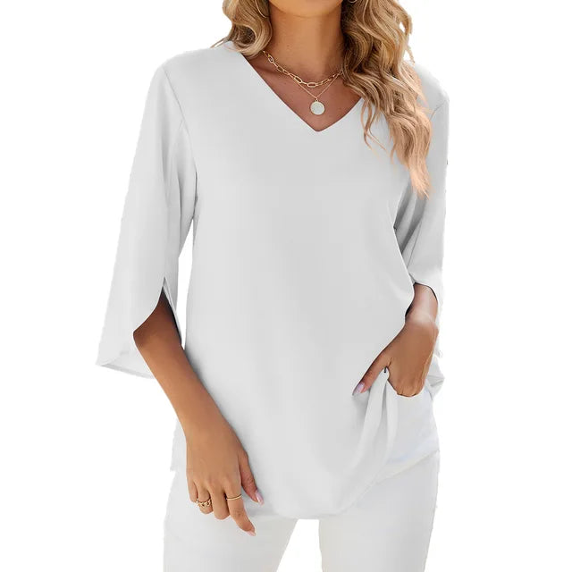 Carmen - V-Ausschnitt Bluse