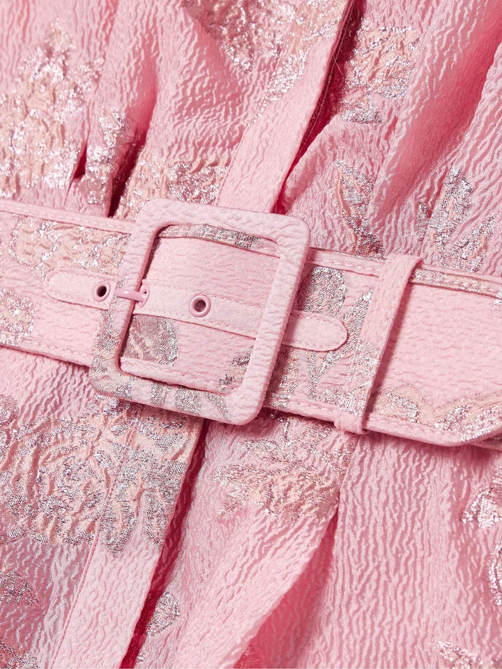 Aven - Retro-Pink Revers-Hochbundkleid