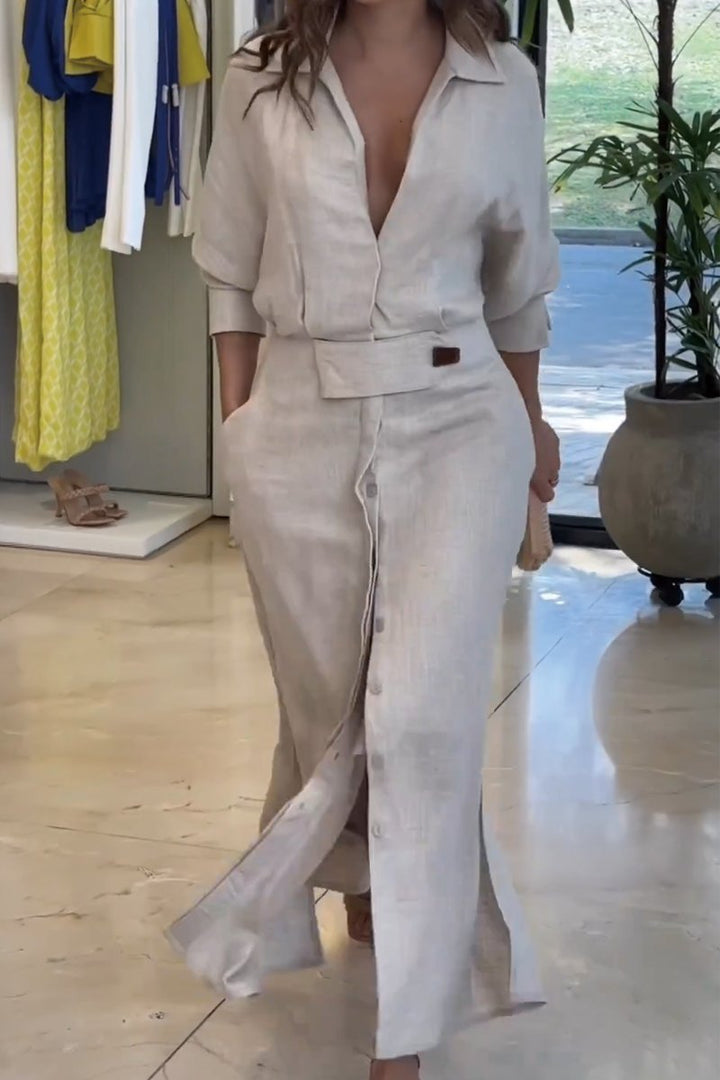 Jeanette™ - V-Ausschnitt Maxikleid