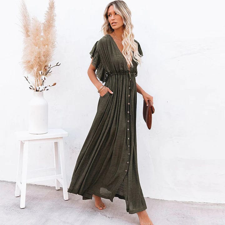 Esmee™ - Maxi Dunkelgrüne Ibiza Kleid