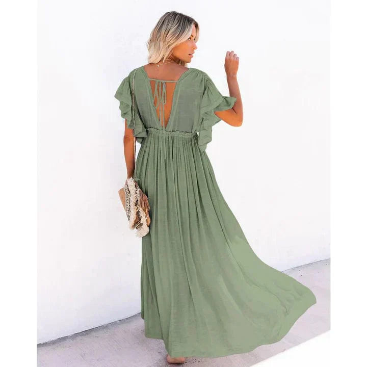 Puck™ - Maxi Grünes Ibiza Strandkleid