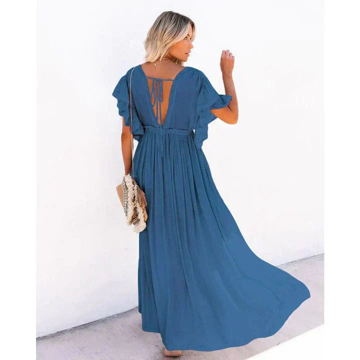 Anouk™ - Maxi Marineblaue Ibiza Strandkleid