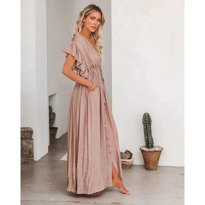 Anne™ - Maxi Taupe Ibiza Kleid