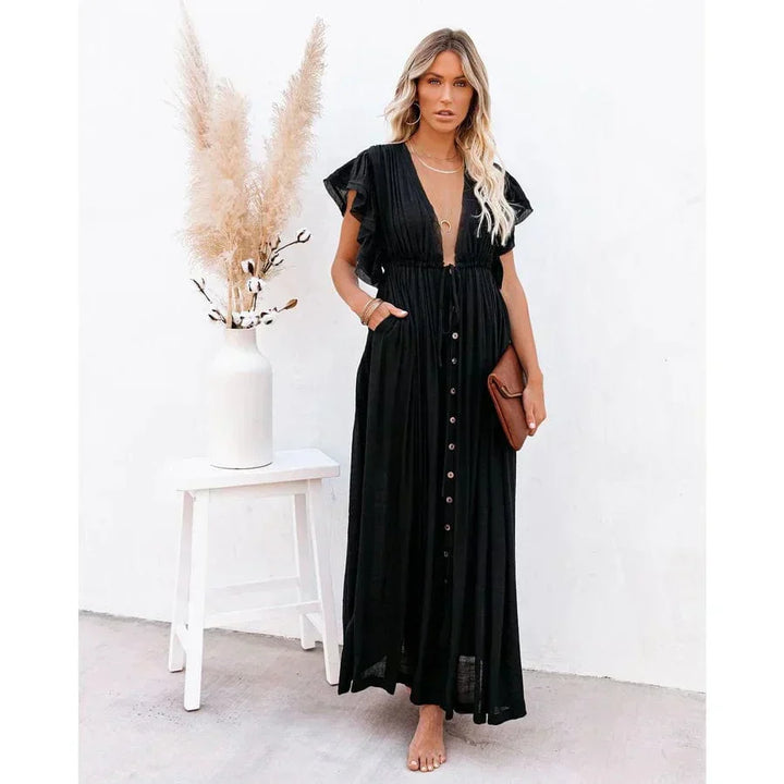 Feline™ Maxi Schwarzes Ibiza Kleid