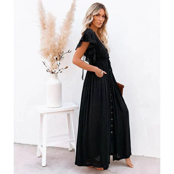 Feline™ Maxi Schwarzes Ibiza Kleid