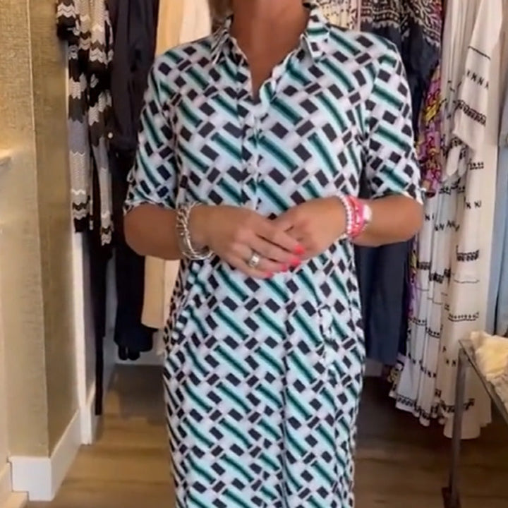 Pamela™ - Hemdblusenkleid mit geometrischem Muster