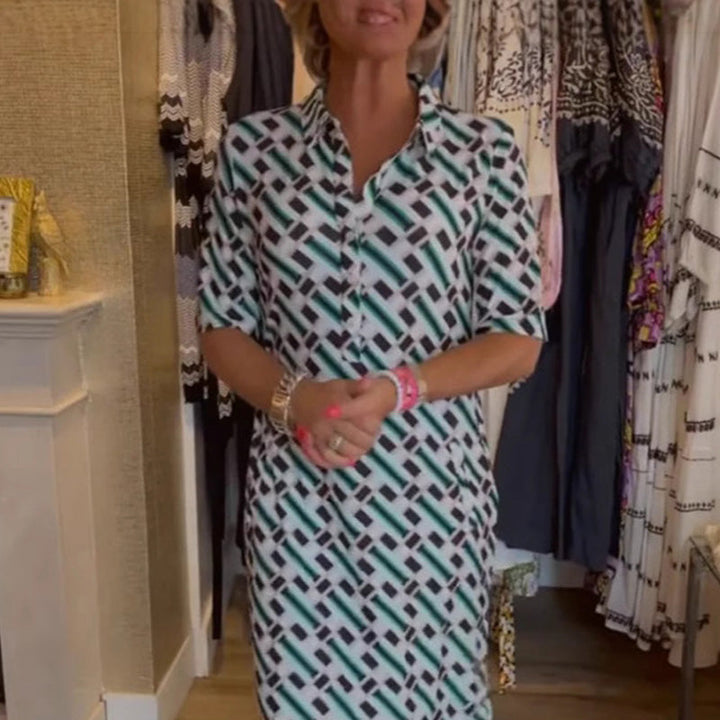 Pamela™ - Hemdblusenkleid mit geometrischem Muster