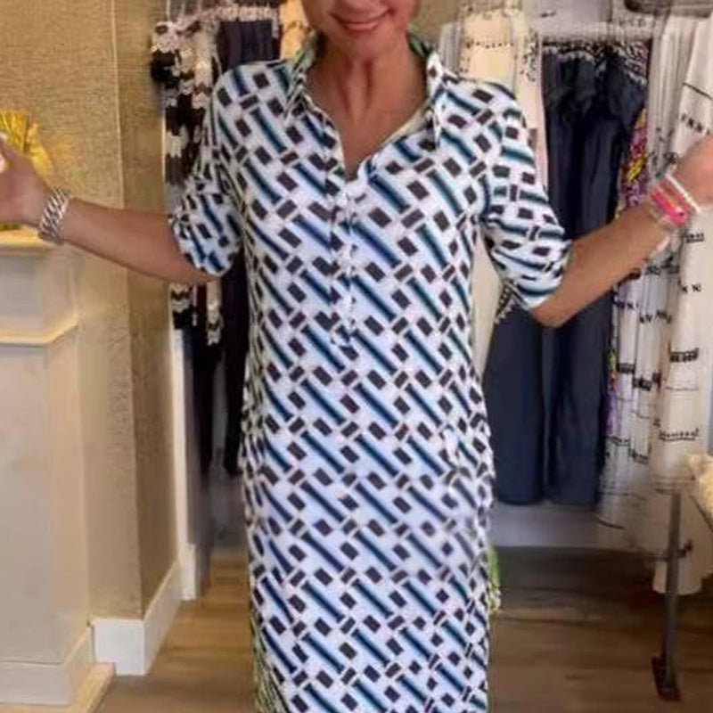 Pamela™ - Hemdblusenkleid mit geometrischem Muster