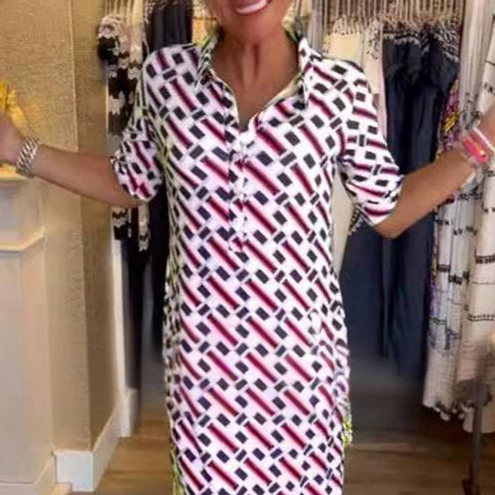 Pamela™ - Hemdblusenkleid mit geometrischem Muster