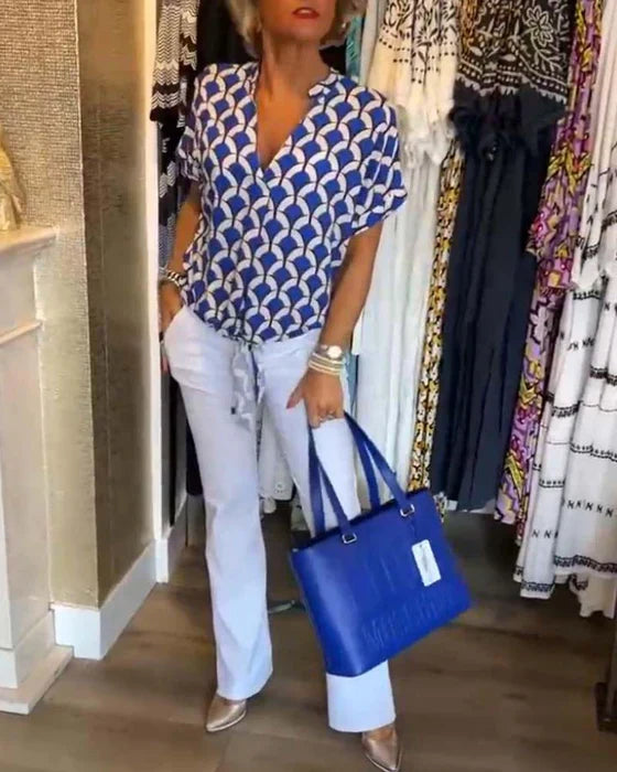 Bella™ - Lässiges Top mit Print und V-Ausschnitt