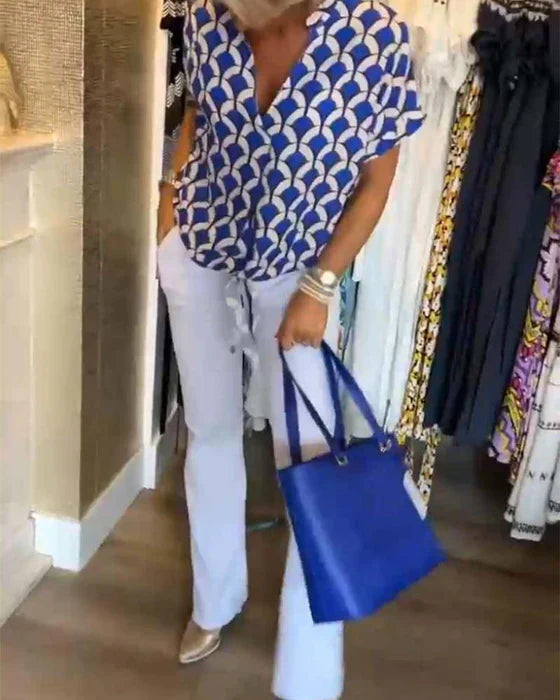 Bella™ - Lässiges Top mit Print und V-Ausschnitt