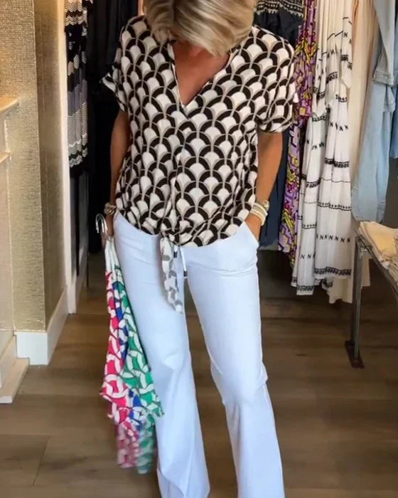 Bella™ - Lässiges Top mit Print und V-Ausschnitt