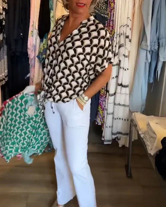 Bella™ - Lässiges Top mit Print und V-Ausschnitt